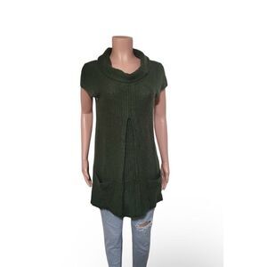 Pulp women green cap sleeve cowl neck tunic dress top M
